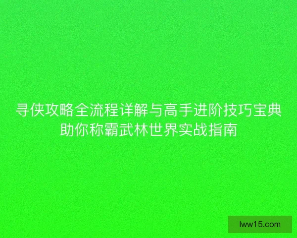 寻侠攻略全流程详解与高手进阶技巧宝典助你称霸武林世界实战指南