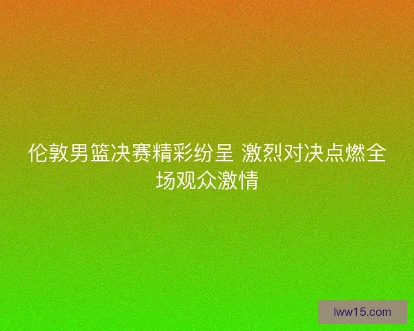 伦敦男篮决赛精彩纷呈 激烈对决点燃全场观众激情 伦敦男篮决赛精彩纷呈 激烈对决点燃全场观众激情